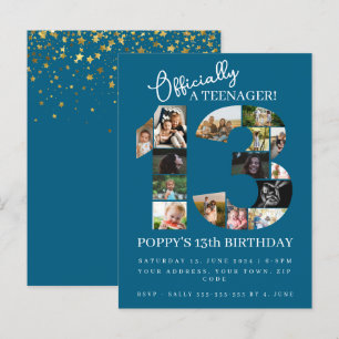 Cartão Postal De Convite 13 oficialmente uma colagem de fotos de adolescent