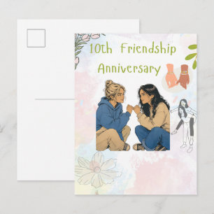 Cartão Postal De Convite 15 Anos de Amizade & Contando Melhores Amigos