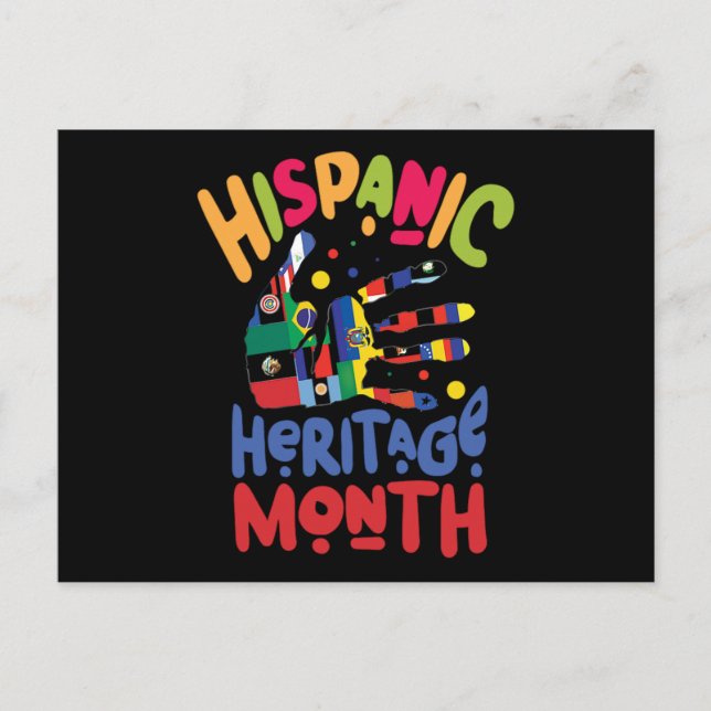 Cartão Postal De Convite 23.Patrimônio nacional hispânico Mês todos os país (Frente)