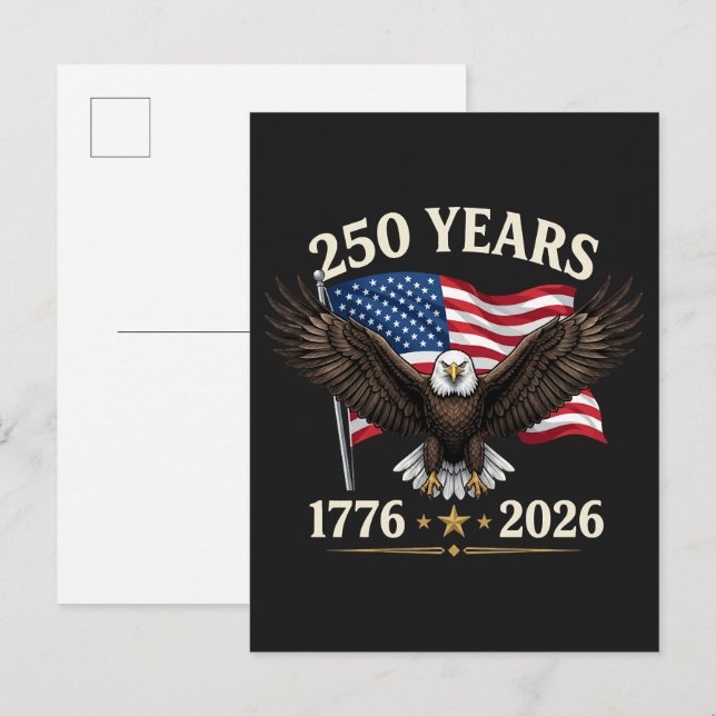 Cartão Postal De Convite 250 Aniversário EUA (Frente/Verso)