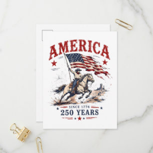 Cartão Postal De Convite 250 Anos América 1776 2026 Patriótico Cowboy 