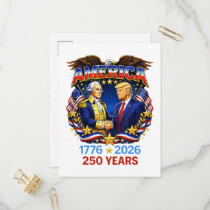 Cartão Postal De Convite 250 Anos da América Aniversário 250º