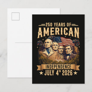 Cartão Postal De Convite 250 Anos de Independência Americana