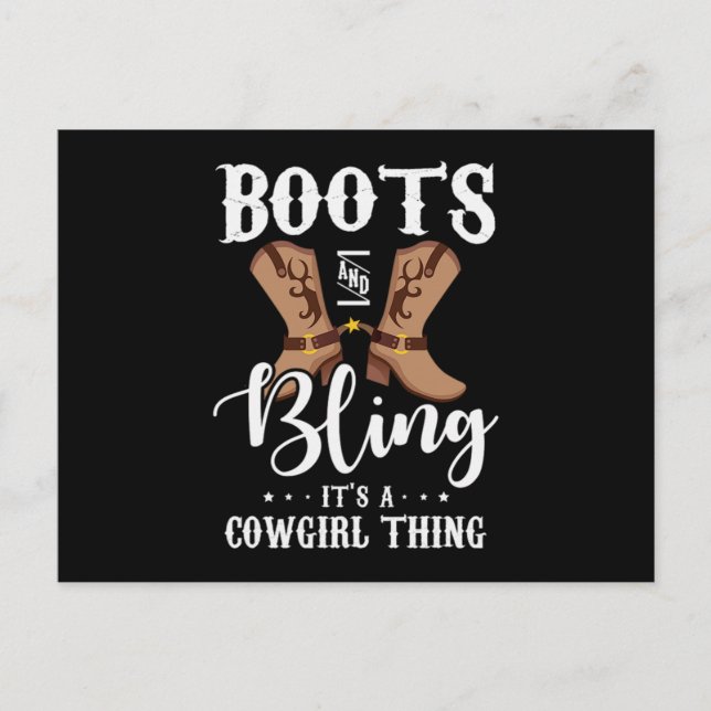 Cartão Postal De Convite 27.Boots E Bling É Uma Coisa De Garotinha (Frente)