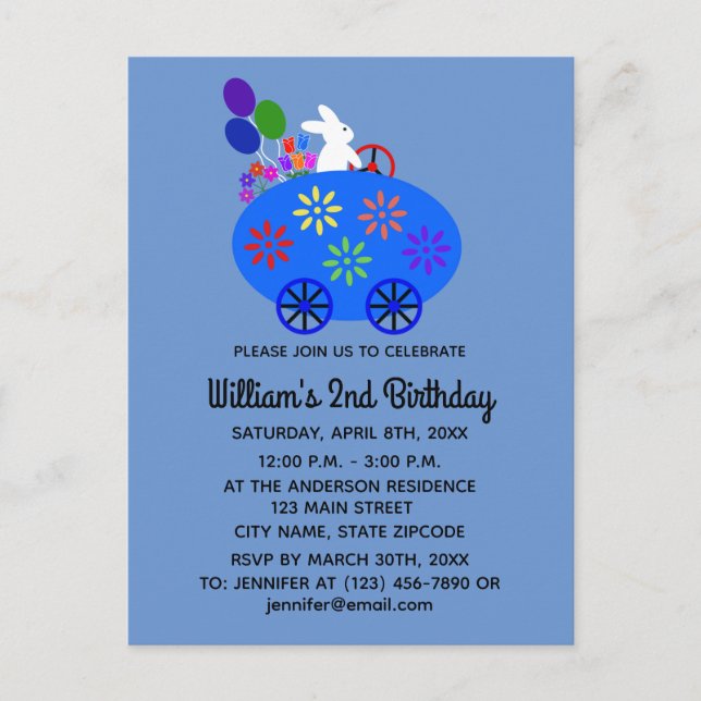 Cartão postal de convite #2 Coelho de Páscoa Ovo C (Frente)