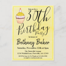 30º Bolo de Aniversário em Aquarela Amarelo