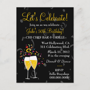 CARTÃO POSTAL DE CONVITE 311-CELEBRAÇÃO COM CHAMPANHE