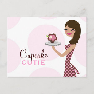 Cartão Postal De Convite 311 Cupcake Candie Cutie Wavy Brunette