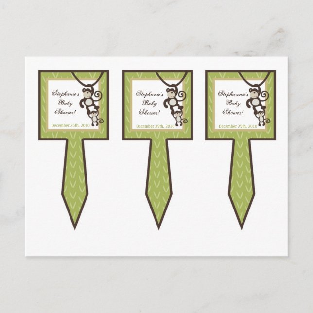 Cartão Postal De Convite 3 Taça Bolo Escolhe Macaco Horário Zoológico (Frente)