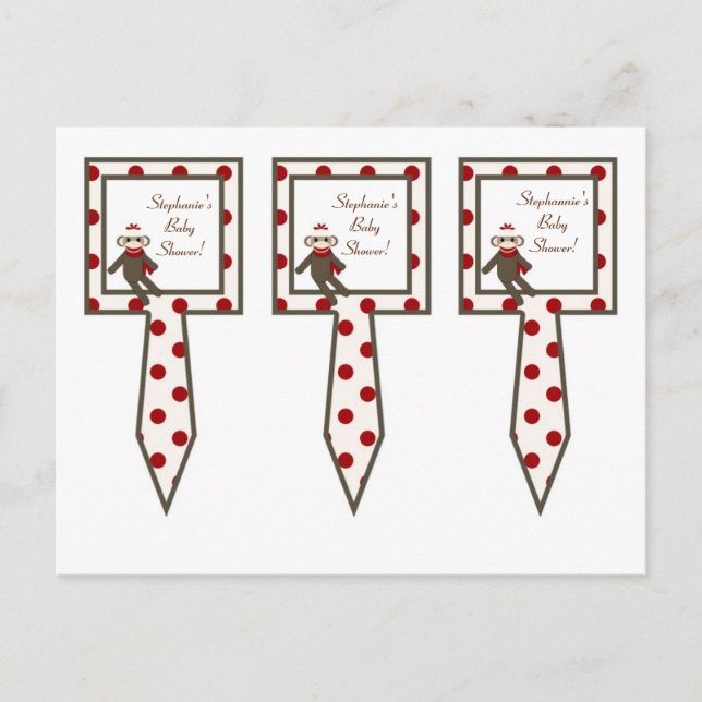 Cartão Postal De Convite 3 Taça Bolo Escolhe Macaco Vermelho (Frente)