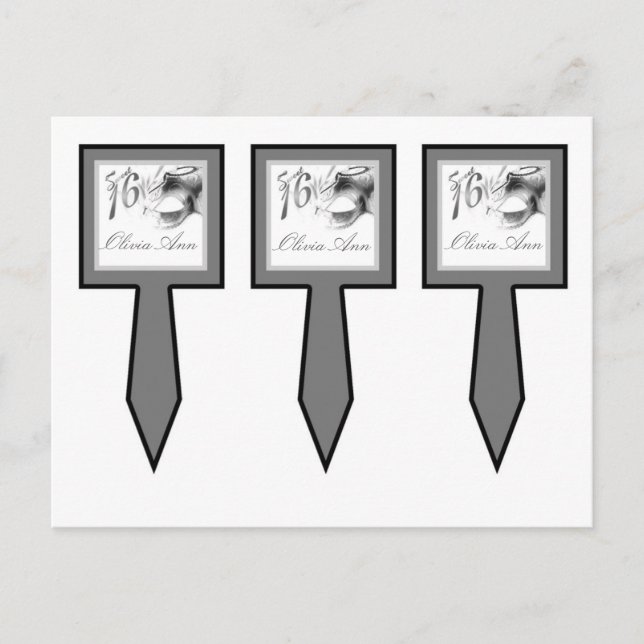 Cartão Postal De Convite 3 Taça Pega Bolo Doce 16 Prateado (Frente)