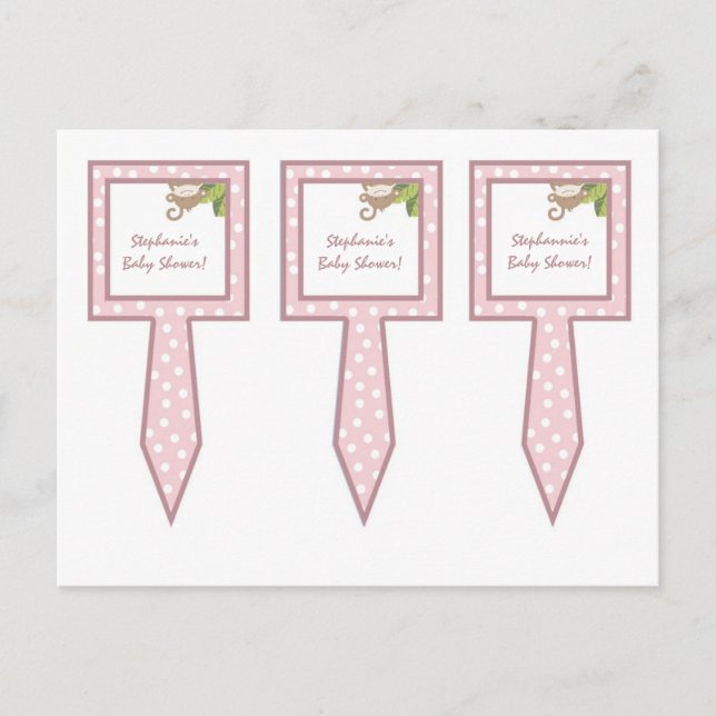 Cartão Postal De Convite 3 Taça Pega Safari Girafa Selva Rosa (Frente)