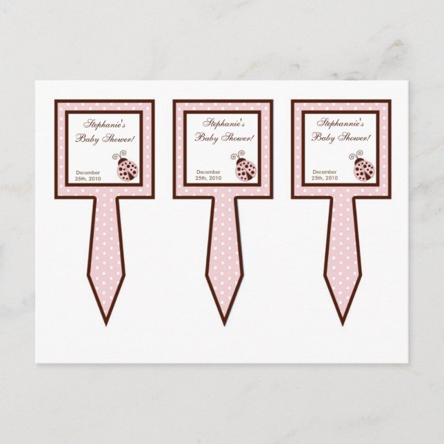 Cartão Postal De Convite 3 Taça Picada Rosa Ladybug (Frente)