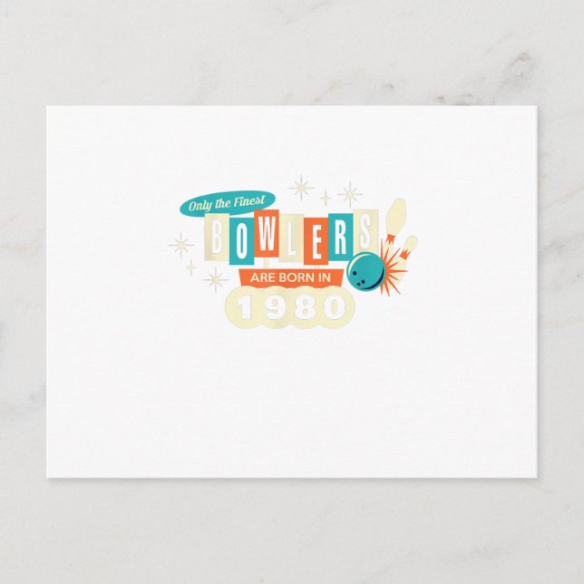 Cartão Postal De Convite 40º Aniversário Bowler Engraçado Boliche 1980 Vint (Frente)