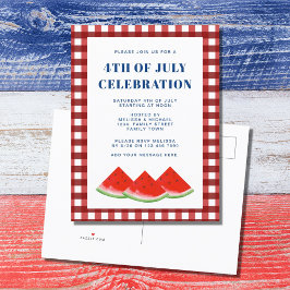 Cartão Postal De Convite 4 De Julho Celebração