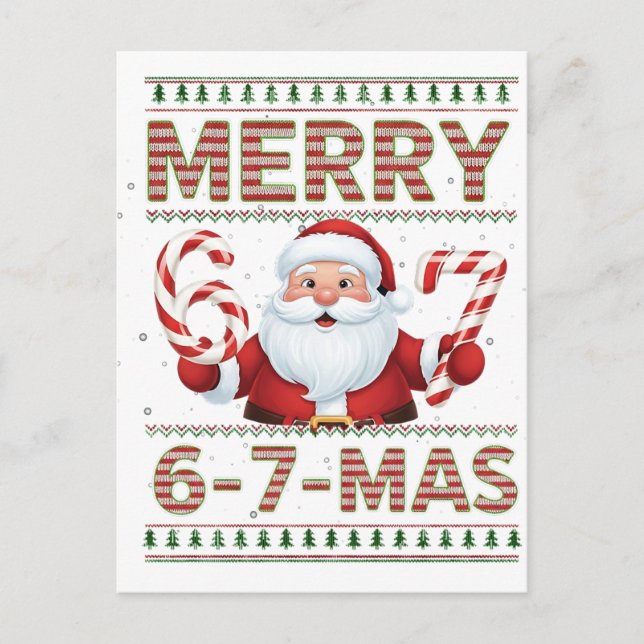 Cartão Postal De Convite 67 Natal Alegre 6 7 Mais Feio Xmas Seis Sete (Frente)