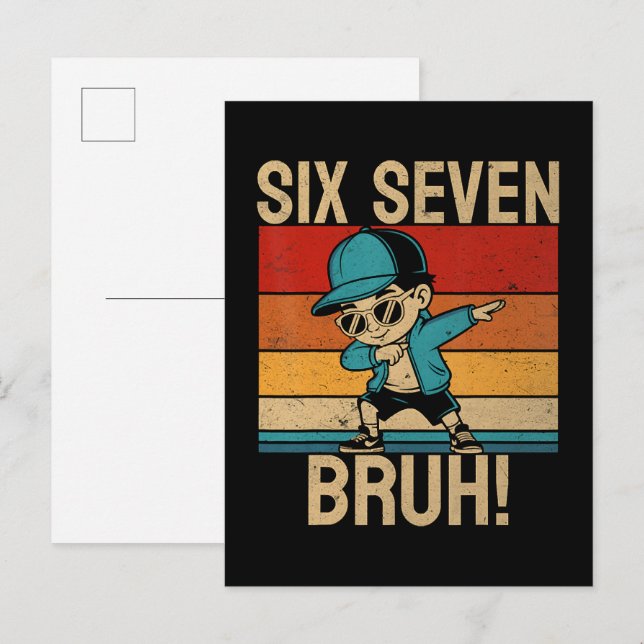 Cartão Postal De Convite 6 7 Números Dabbing Seis Sete Bruh (Frente/Verso)