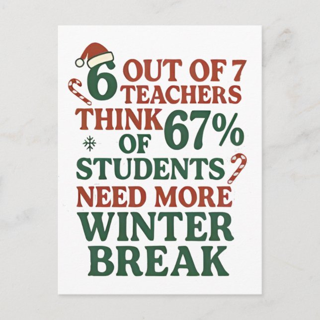 Cartão Postal De Convite 6 7 Teacher Six Seven 67 Santa Gen Alpha  (Frente)