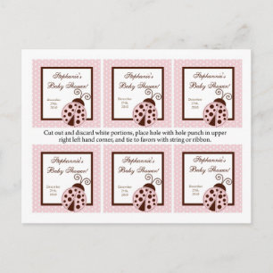Cartão Postal De Convite 6 Marcas de Favoritos Ladybug Rosa