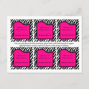 Cartão Postal De Convite 6 Marcas Favoritas Impressão em Zebra Rosa Quente