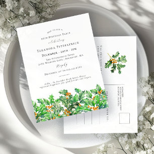 Cartão Postal De Convite 95º aniversário Holly Dezembro Nascimento Mês Flor