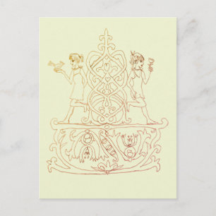 Cartão Postal De Convite A arte linear apresenta duas figuras
