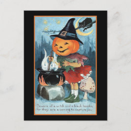 Cartão-postal de convite à bruxa Vintage Pumpkin