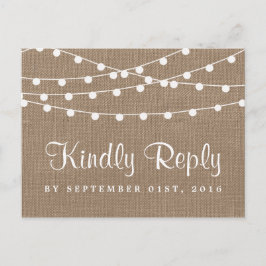 Cartão Postal De Convite A Coleção De Casamento Da Corrida Burlap String Li
