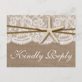 Cartão Postal De Convite A Coleção de Noivas Estrela do Mar Rústica RSVP
