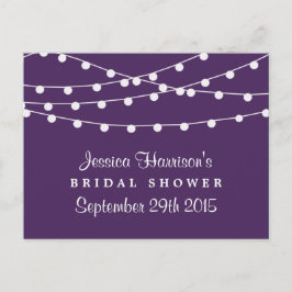 Cartão Postal De Convite A Corda Moderna Acende-Se No Chá de panela Roxo