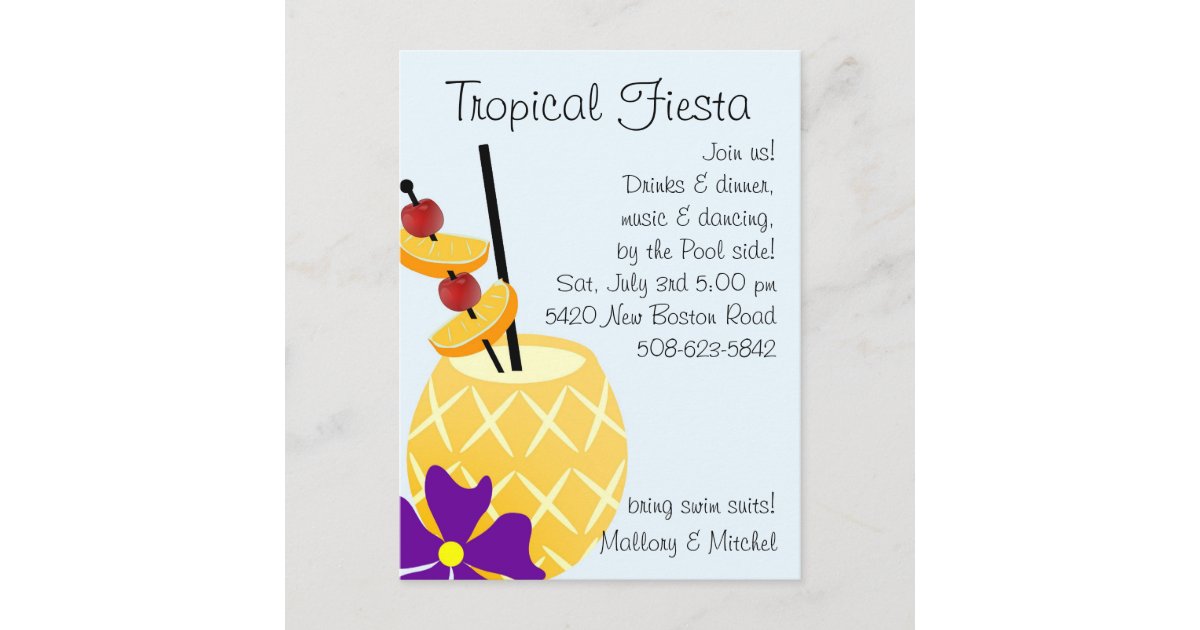 Cartao Postal De Convite A Festa Na Piscina Tropical Da Festa Convida Zazzle Com Br