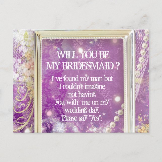 Cartão Postal De Convite A Lavanda Personalizada Será Minha Porta-Pontas. (Frente)