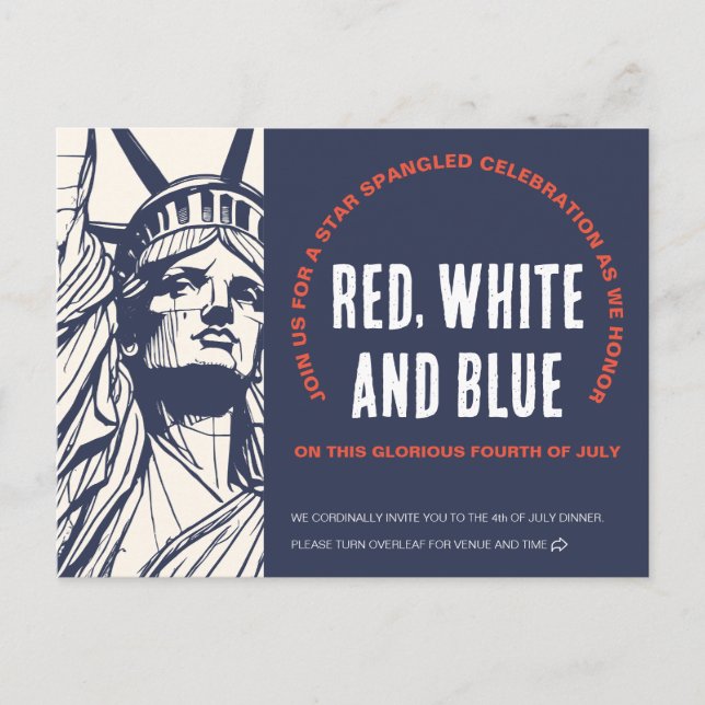 Cartão-postal de convite à Liberdade para 4 de jul (Frente)
