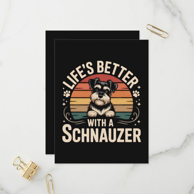 Cartão Postal De Convite A Vida é Melhor Com Um Schnauzer (Frente/Verso In Situ)