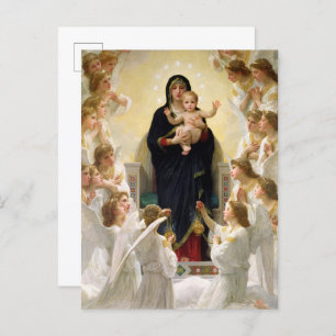 Cartão Postal De Convite A Virgem com Anjos - William-Adolphe Bouguereau
