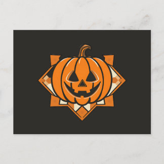 Cartão Postal De Convite Abóbora Geométrica de Halloween