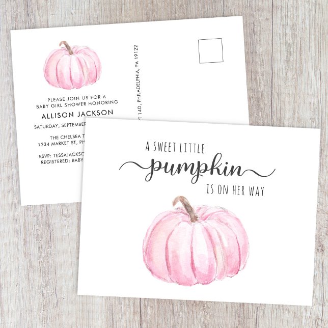 Cartão Postal De Convite Abóbora Pumpkin Aquarela Chá (Criador carregado)