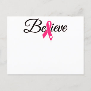 Cartão Postal De Convite Acreditem na Consciência do Cancer da Fita Rosa