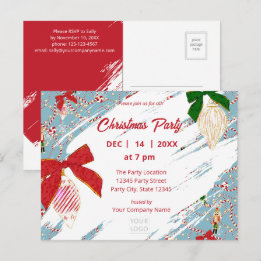Cartão Postal De Convite Açucarido Nutcracker de Natal Azul Corporativo