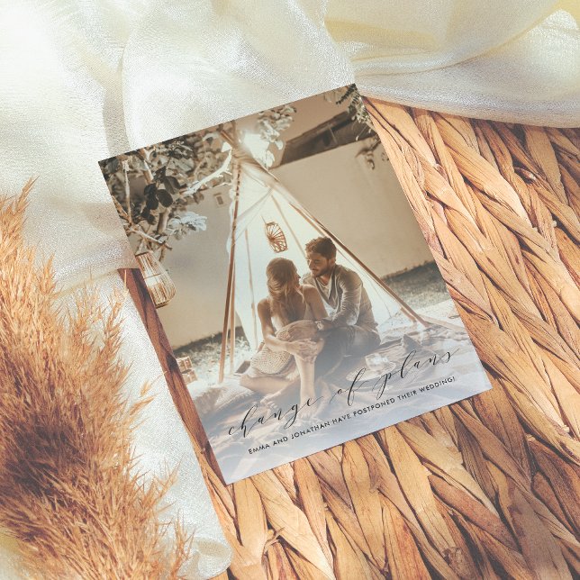 Cartão Postal De Convite Adiamento De Casamento Fotográfico De Mudança Eleg (Criador carregado)