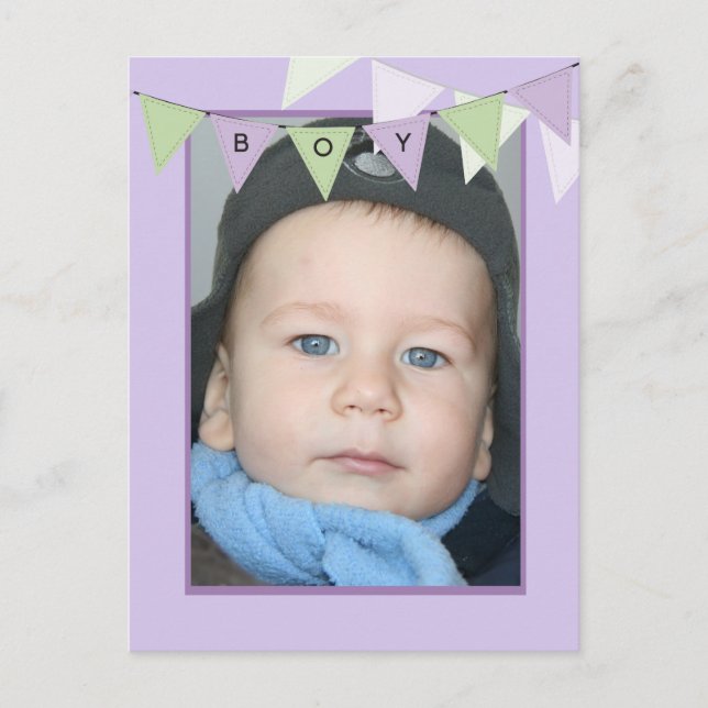 Cartão Postal De Convite Affordable Bunting Boys Birthday Photo Party (Frente)