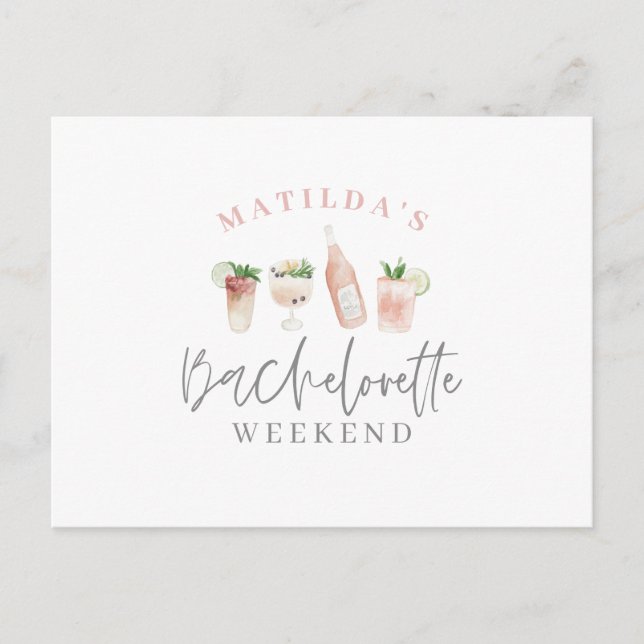 Cartão Postal De Convite água pintada bebidas solteiras fim de semana (Frente)