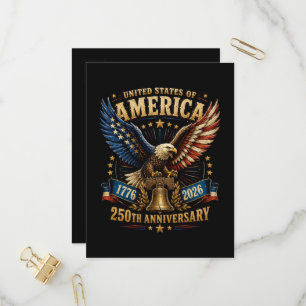 Cartão Postal De Convite Águia do 250º Aniversário dos Estados Unidos da Am