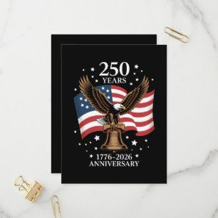 Cartão Postal De Convite Águia e Bandeira 250 Anos da América 1776-2026