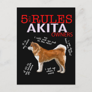 Cartão Postal De Convite Akita Dog | 5 Regras Akita Dog Owner