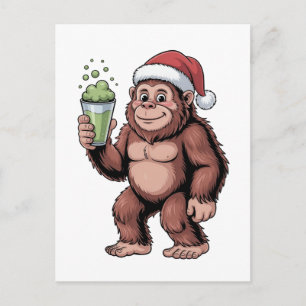 Cartão Postal De Convite Amante do Matcha do Natal do Pé-Grande Sasquatch