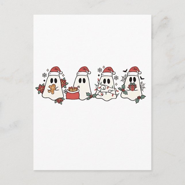 Cartão Postal De Convite Amantes de Natal Fantasmas do Feliz Halloween (Frente)