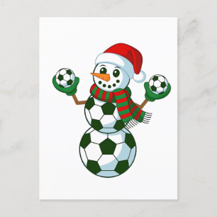 Cartão Postal De Convite Amantes do Futebol de Boneco de Neve de Natal