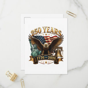 Cartão Postal De Convite Americano 250º Aniversário EUA Patriótico 4 de Jul