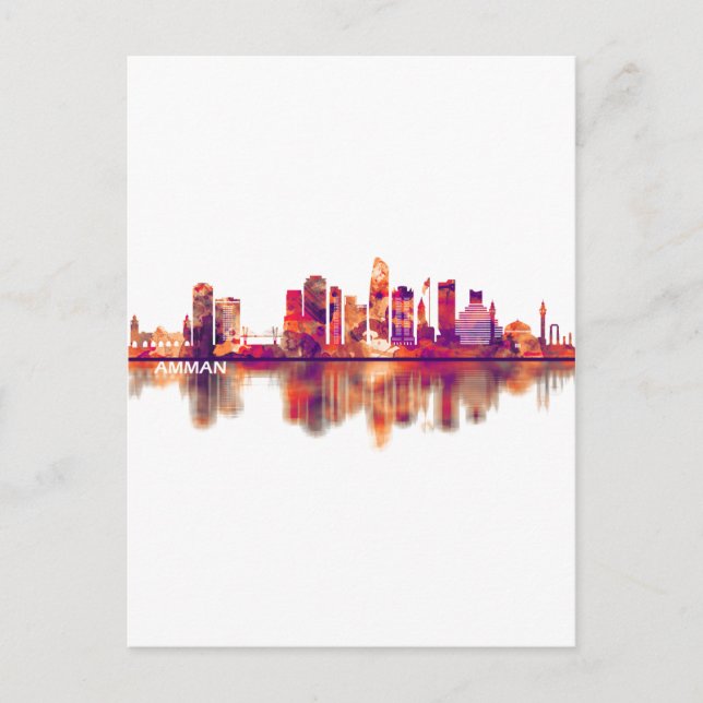 Cartão Postal De Convite Amman Jordan Skyline (Frente)